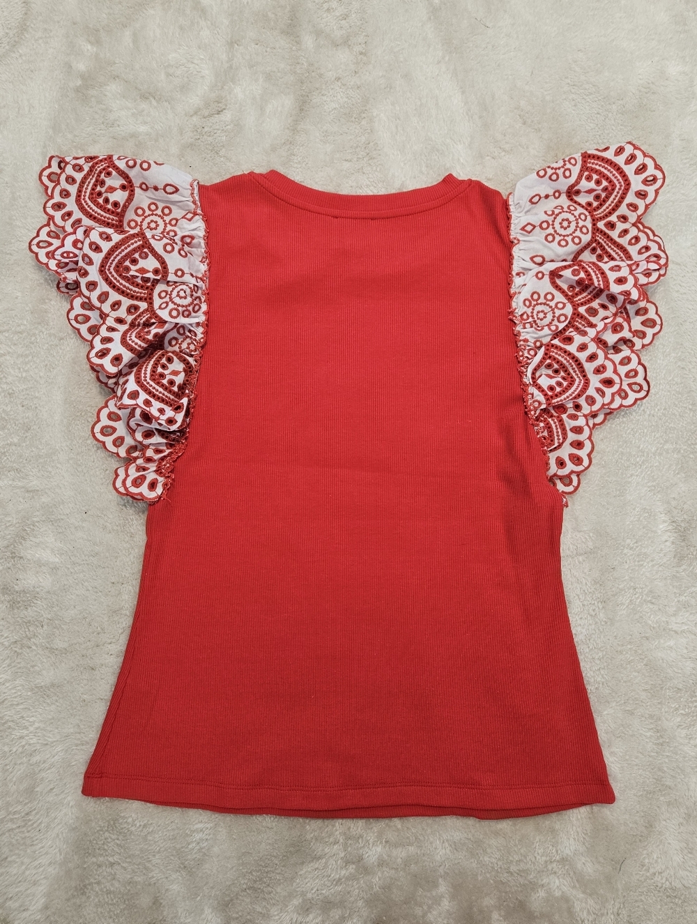 NWT Industry Red Embroidered Top Size S Lace Preppy Girlhoodcore Feminine Summer - Picture 7 of 8